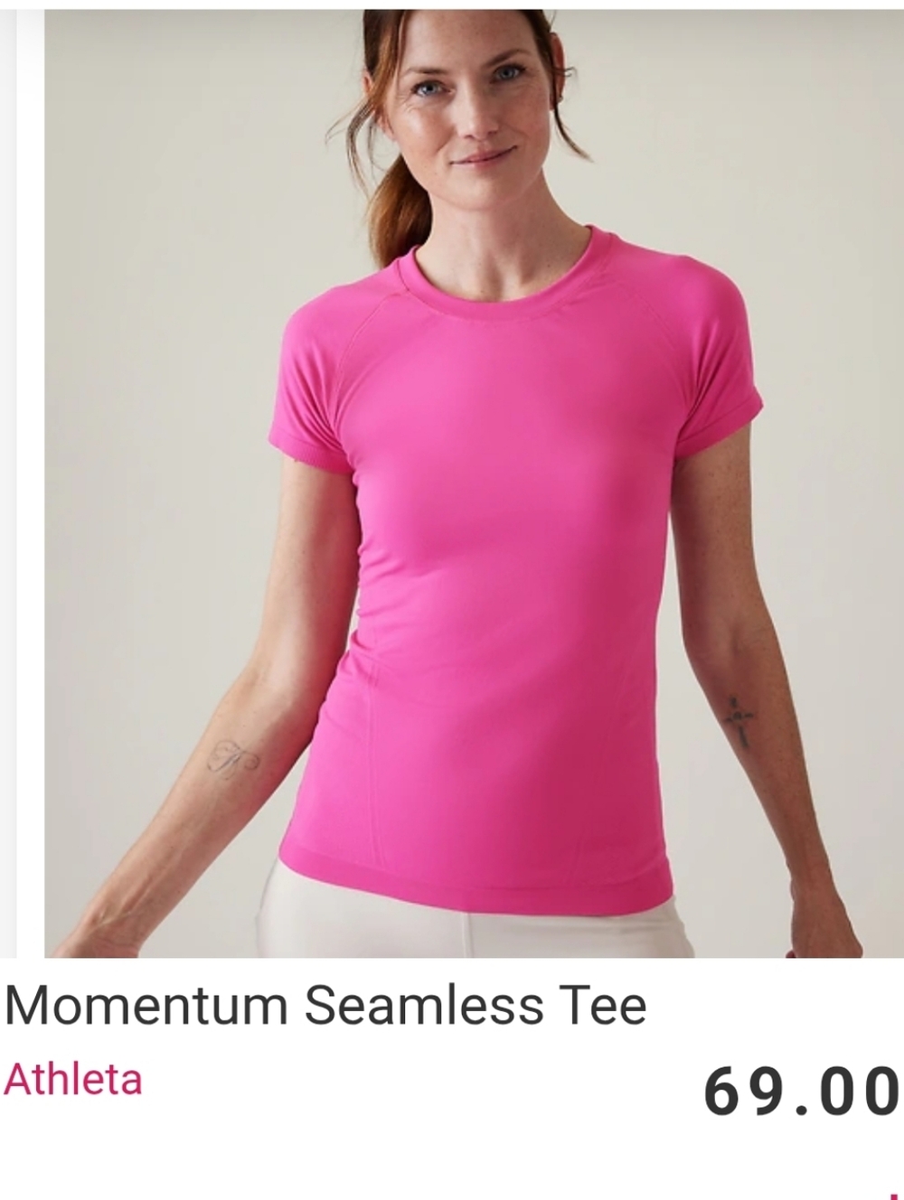 Athleta Momentum Seamless Tee Sz 1X Ice Plant Pink